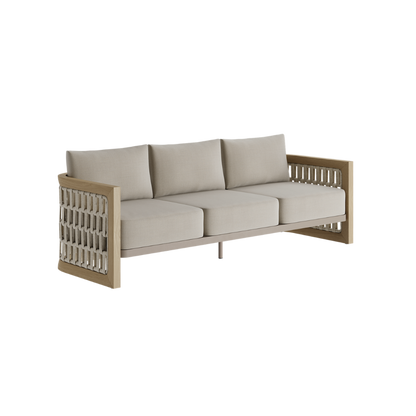 N2 Three Seater Sofa Light Teak Desert Canvas Aluminium Teak Wood