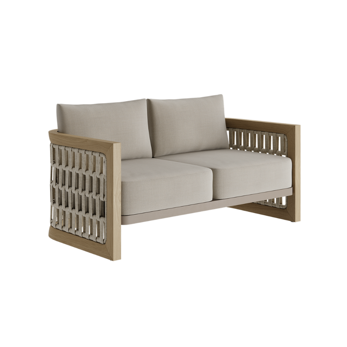 N2 Two Seater Sofa Light Teak Desert Canvas Aluminium Teak Wood