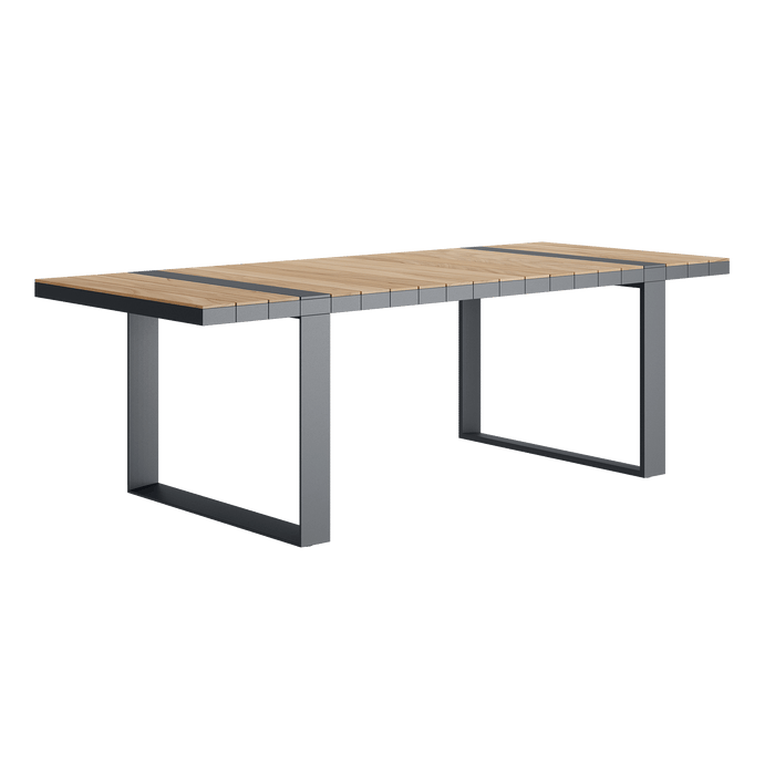N5 dining table powder-coated aluminium frames against light teak product image