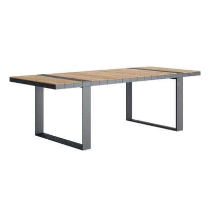 N5 dining table powder-coated aluminium frames against light teak product image