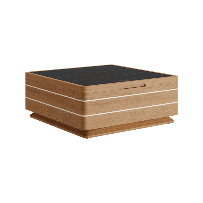 N6 dark box shaped coffee table with storage space