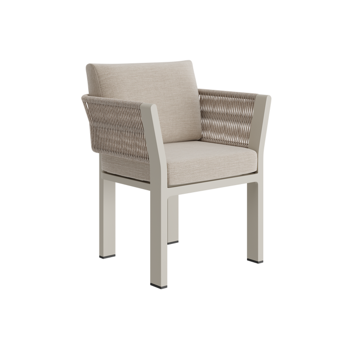 N7 Dining Chair Natural Weave Teak Wood Rope Detailing Aluminium