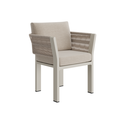 N7 Dining Chair Natural Weave Teak Wood Rope Detailing Aluminium
