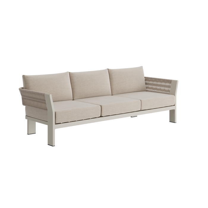 N7 three seater sofa in natural weave with aluminium & rope detail product image