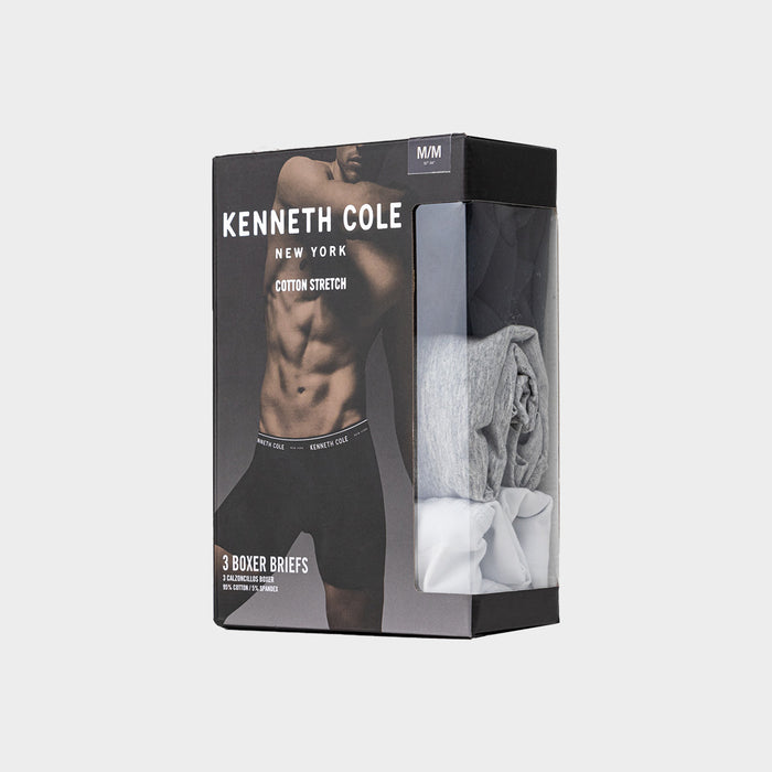 Pack de 3 boxer para hombre briefs negro-gris-blanco