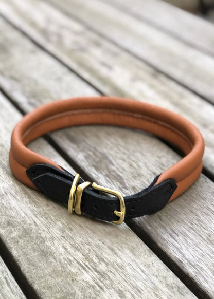 Padded Dog Collar Cognac