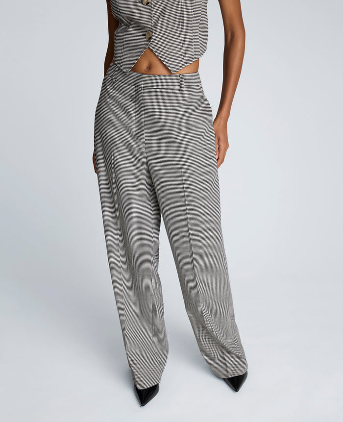 Pantalón boyfriend de tiro alto con corte ancho delantero para mujer