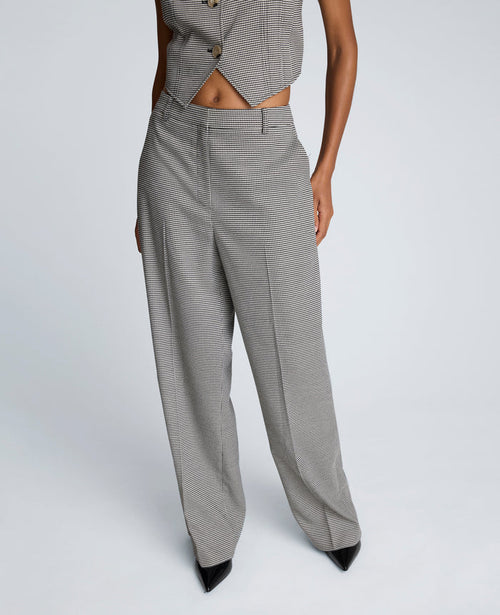 Pantalón boyfriend de tiro alto con corte ancho delantero para mujer