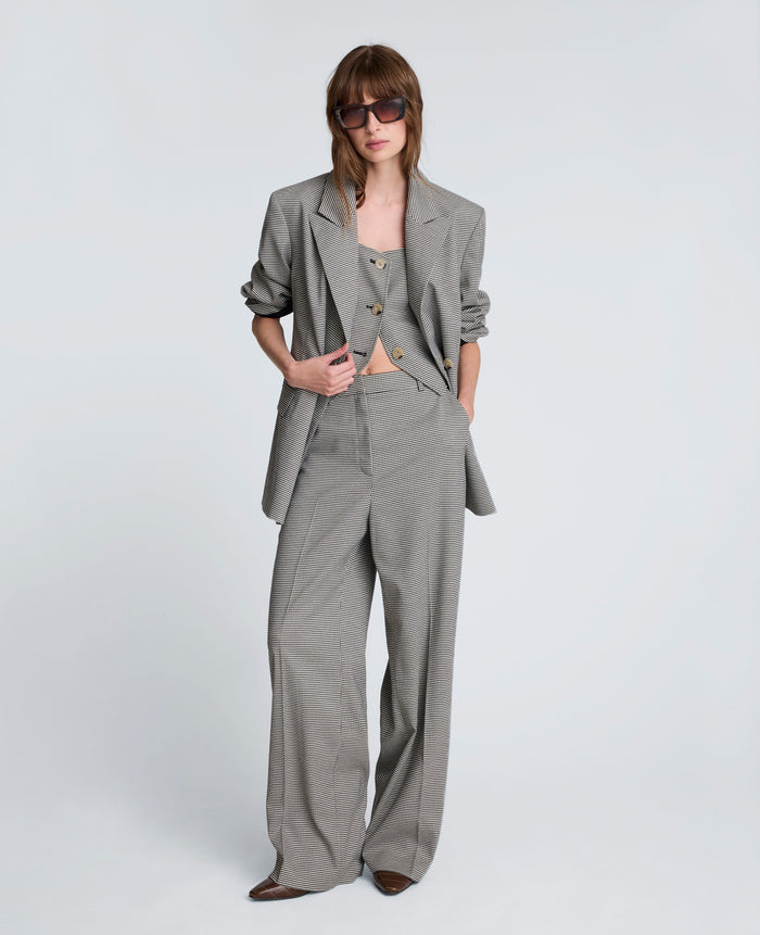 Pantalón boyfriend de tiro alto con corte ancho delantero para mujer