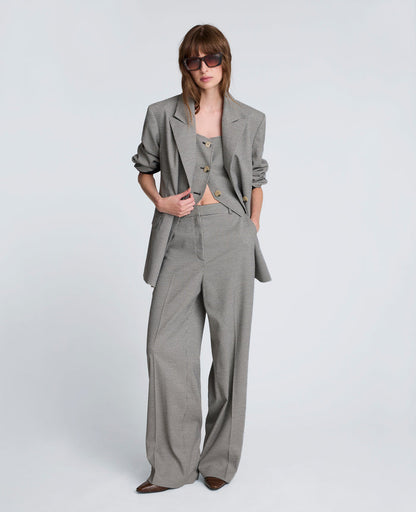 Pantalón boyfriend de tiro alto con corte ancho delantero para mujer