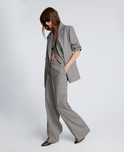 Pantalón boyfriend de tiro alto con corte ancho delantero para mujer