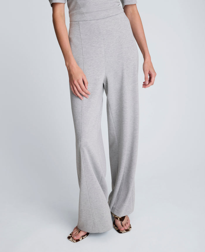 Pantalón de corte alto y pierna ancha scuba jaspeado para mujer