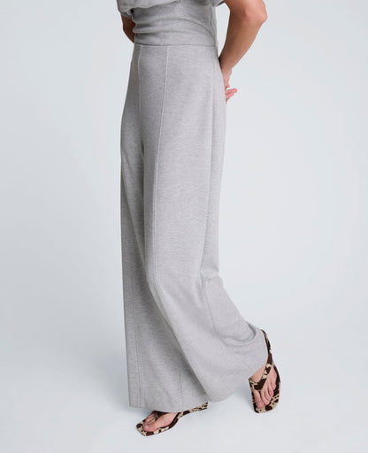 Pantalón de corte alto y pierna ancha scuba jaspeado para mujer