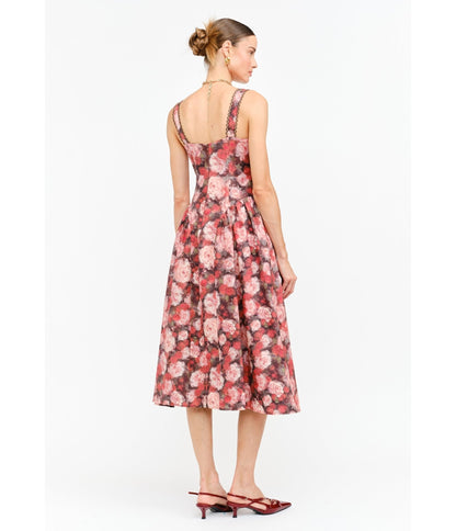Pink Rose Cotton Midi Dress
