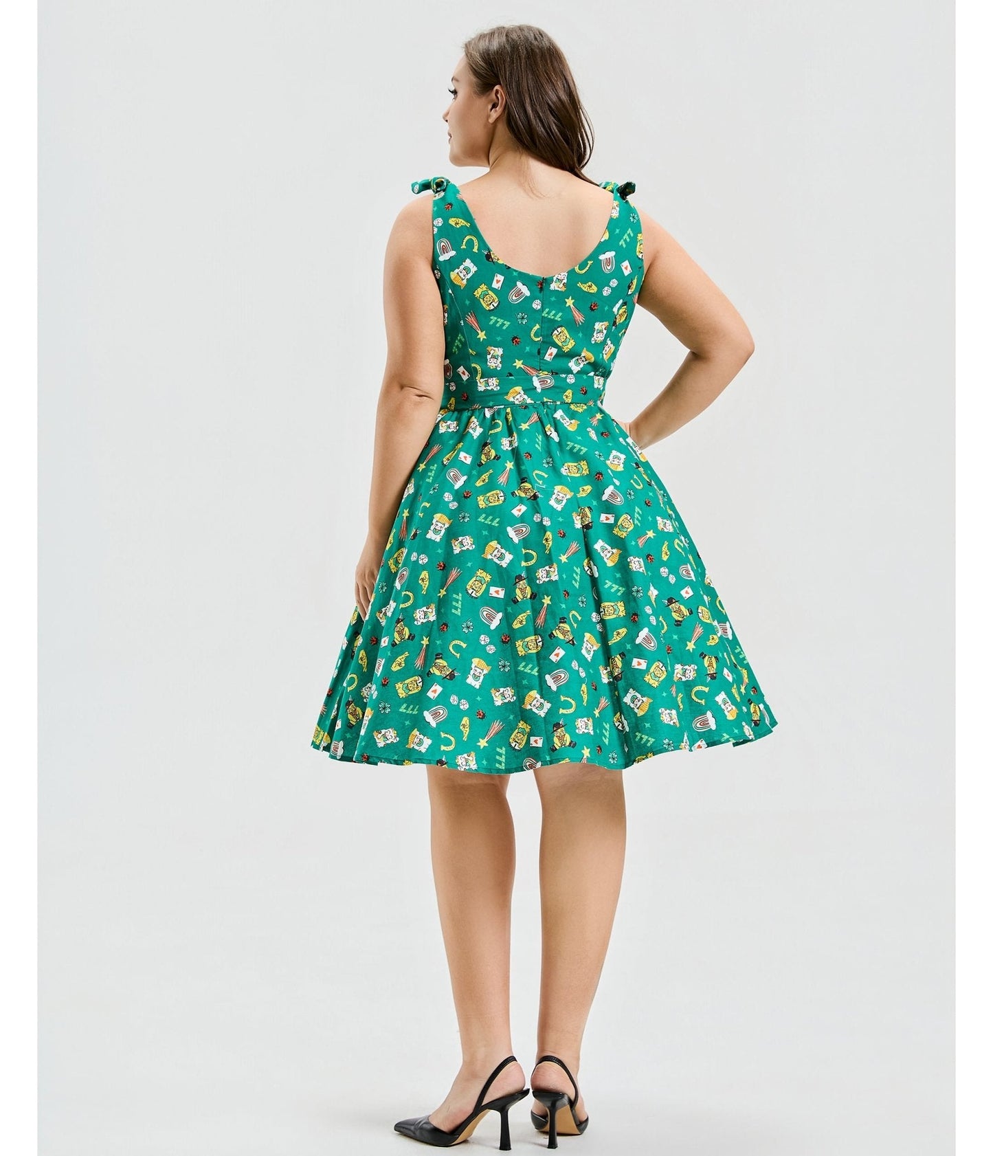 Plus Size Green Purrfect Lucky Swing Dress