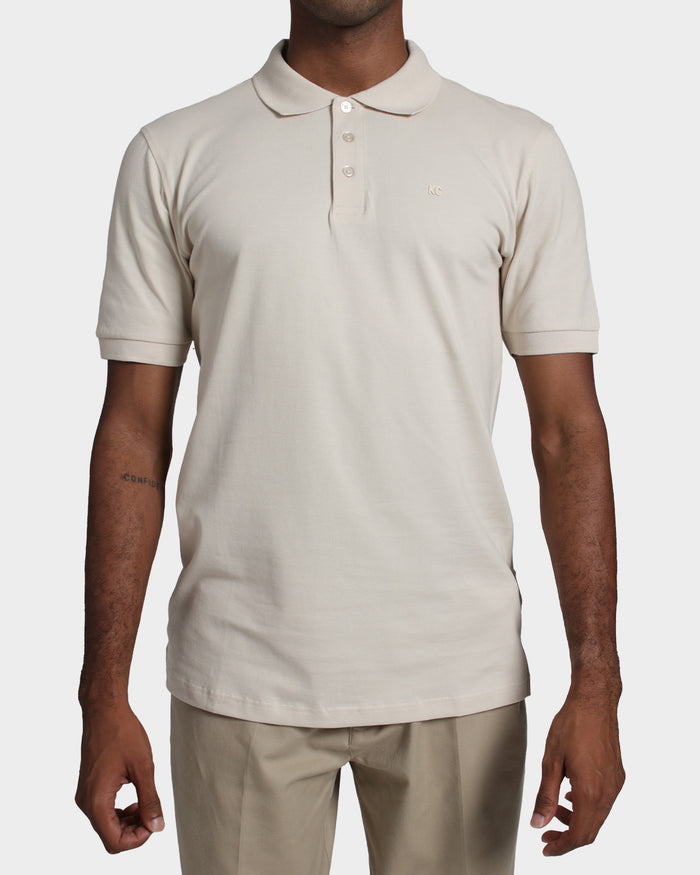 Polo fondo entero para hombre crema