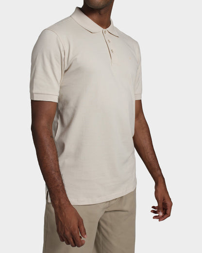 Polo fondo entero para hombre crema