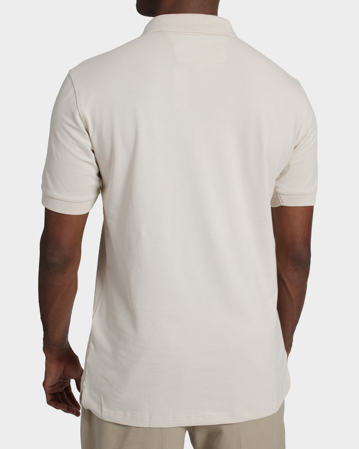 Polo fondo entero para hombre crema