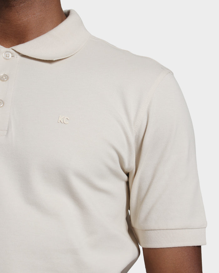 Polo fondo entero para hombre crema