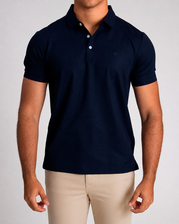 Polo fondo entero para hombre navy azul
