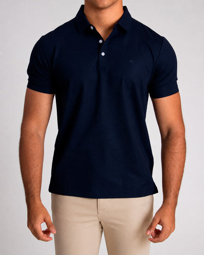 Polo fondo entero para hombre navy azul