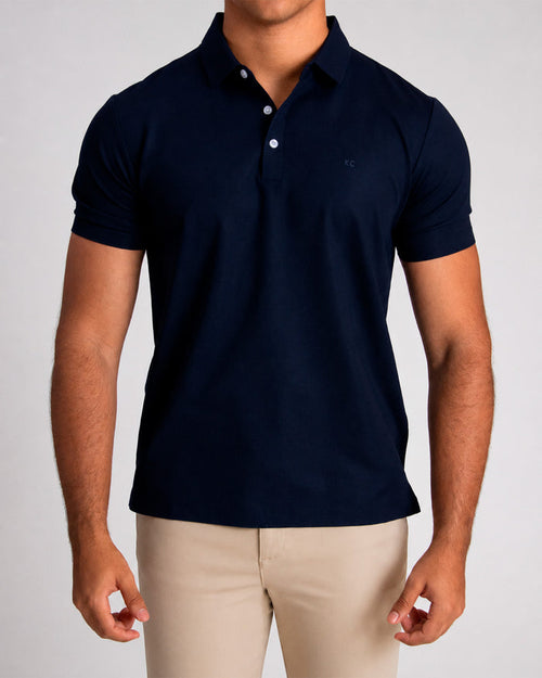 Polo fondo entero para hombre navy azul