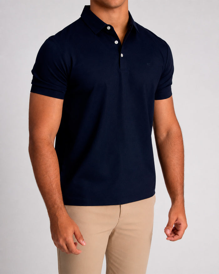Polo fondo entero para hombre navy azul