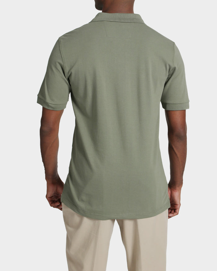Polo fondo entero para hombre olive