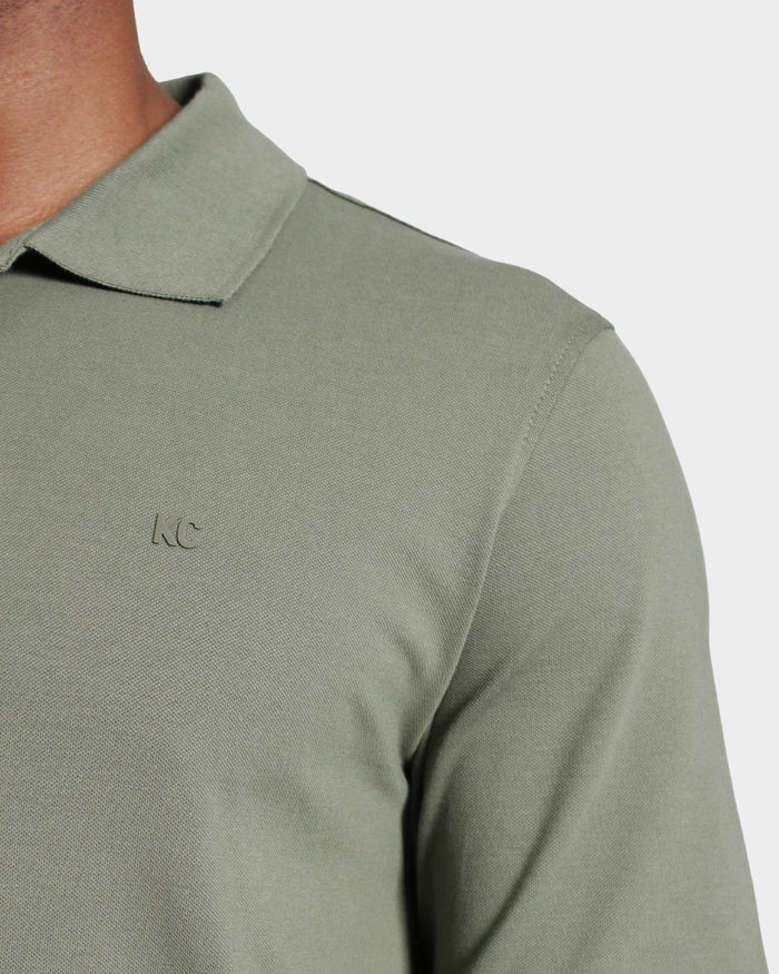 Polo fondo entero para hombre olive