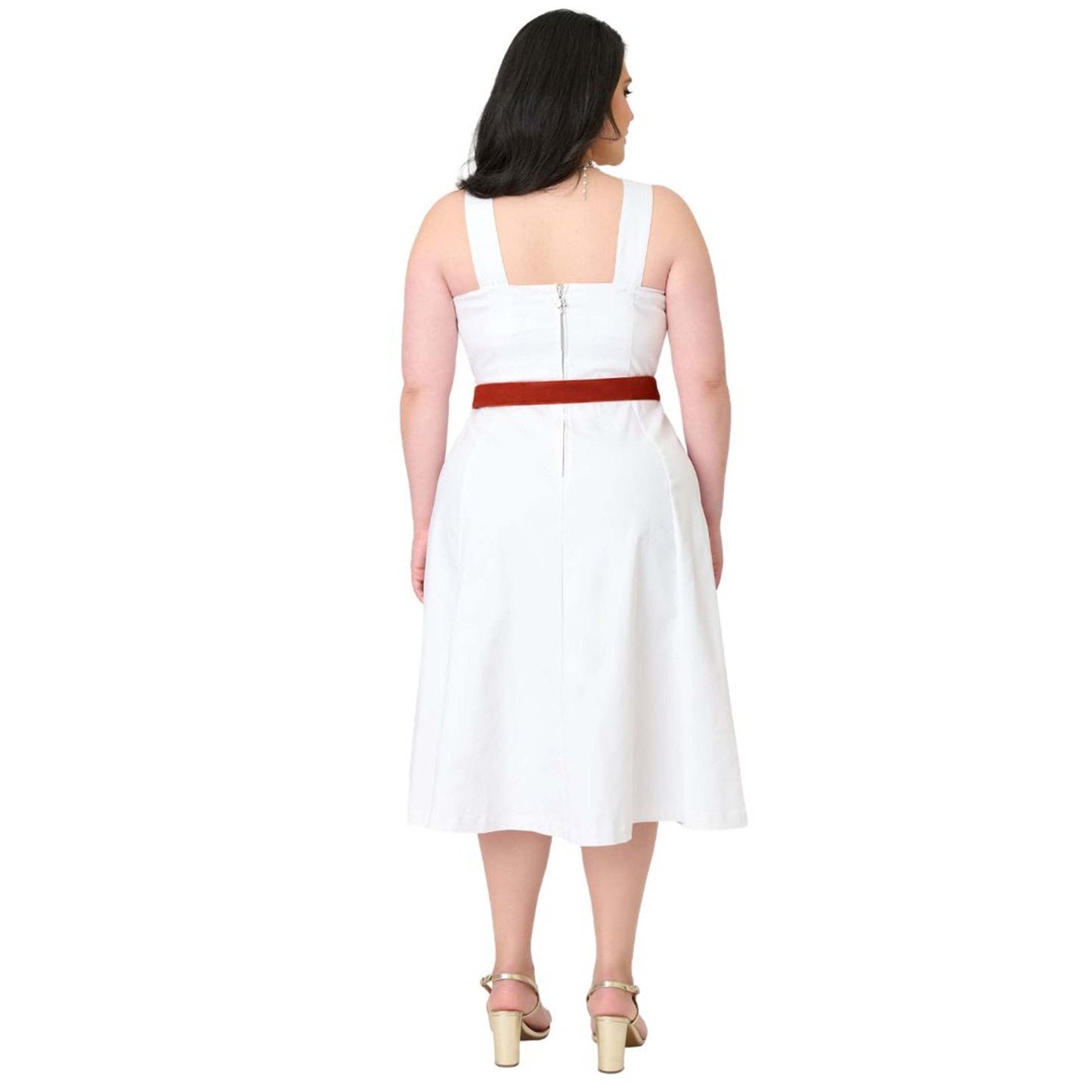 Barbie™ x Unique Vintage Plus Size White Picnic Perfect Midi Dress