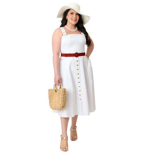 Barbie™ x Unique Vintage Plus Size White Picnic Perfect Midi Dress