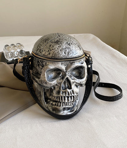 Preorder- Grey Leatherette Skull Crossbody Bag