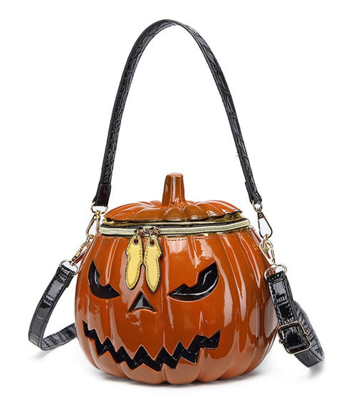 Preorder- Orange Leatherette Jack-o-Lantern Handbag