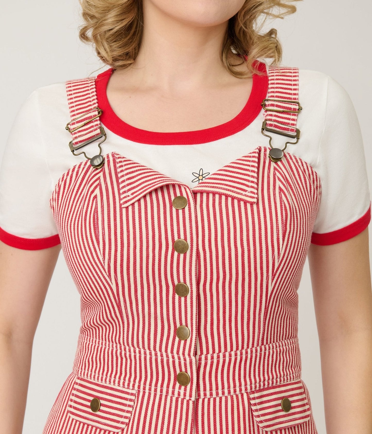 Smak Parlour Red & White Striped Wide Leg Dungarees