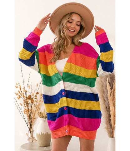 Rainbow Oversized Chunky Cardigan