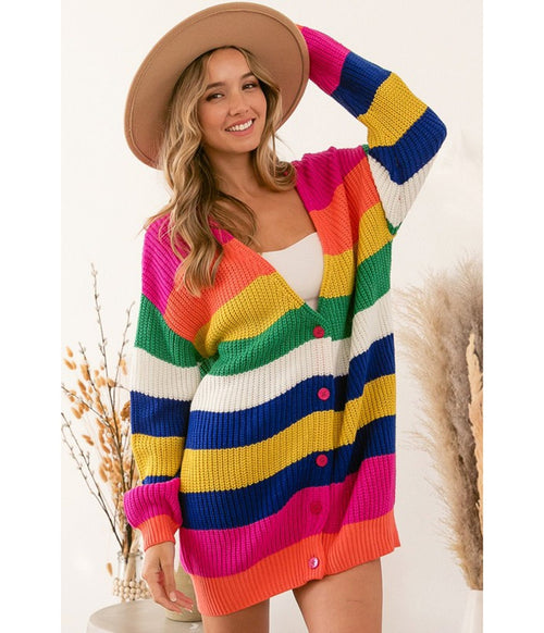 Rainbow Oversized Chunky Cardigan
