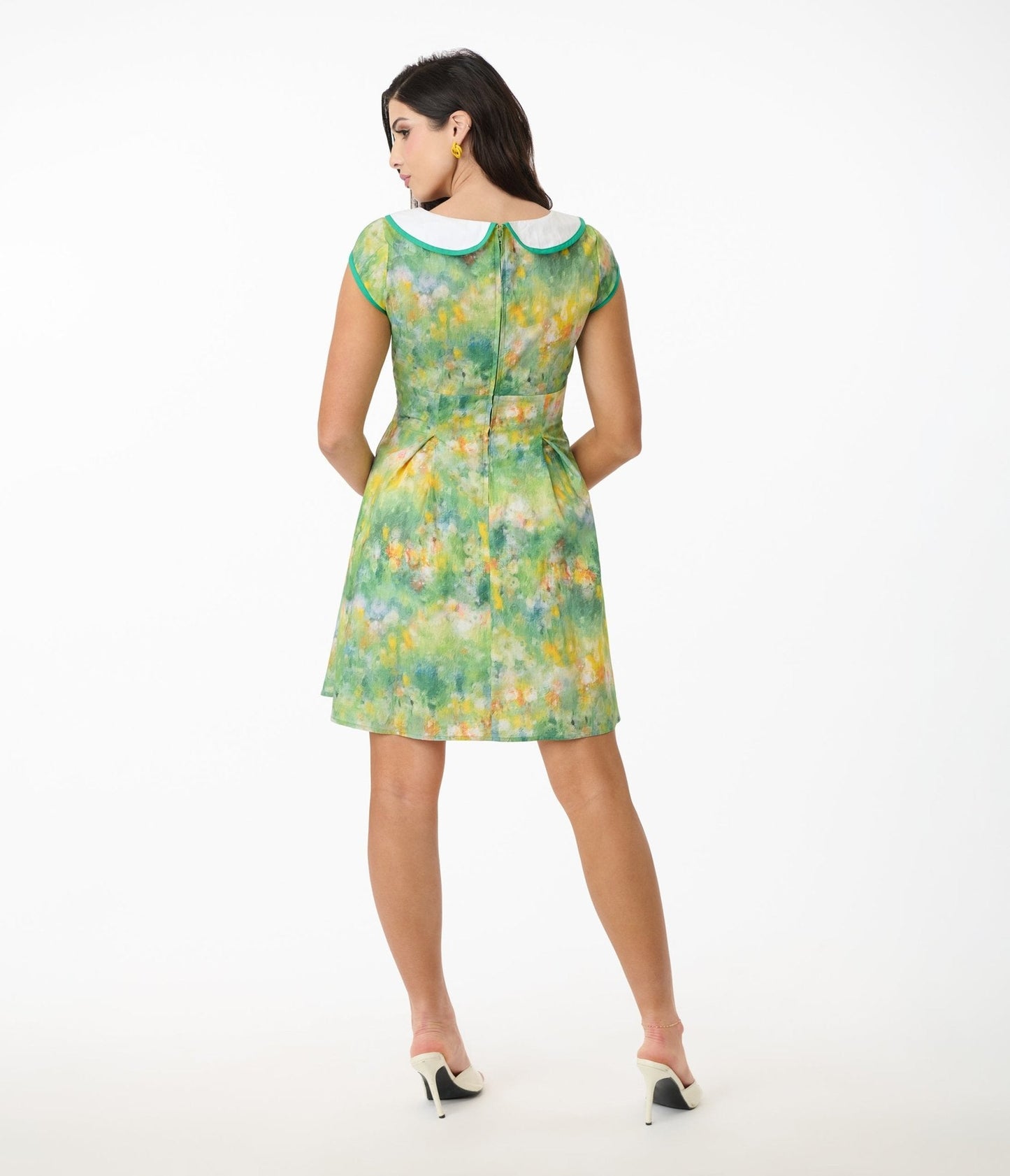 Smak Parlour Green Painted Garden Fit & Flare Dress