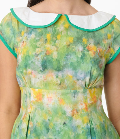 Smak Parlour Green Painted Garden Fit & Flare Dress