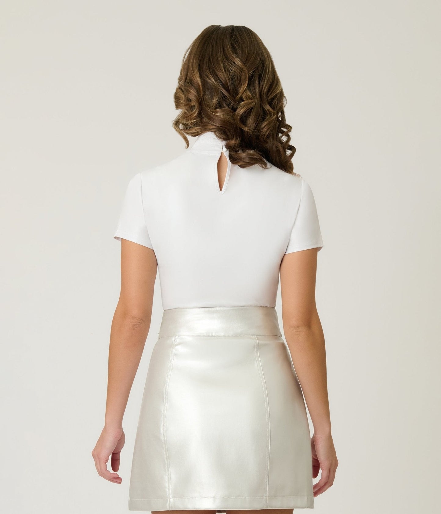 Smak Parlour Pearl White Mock Neck Top