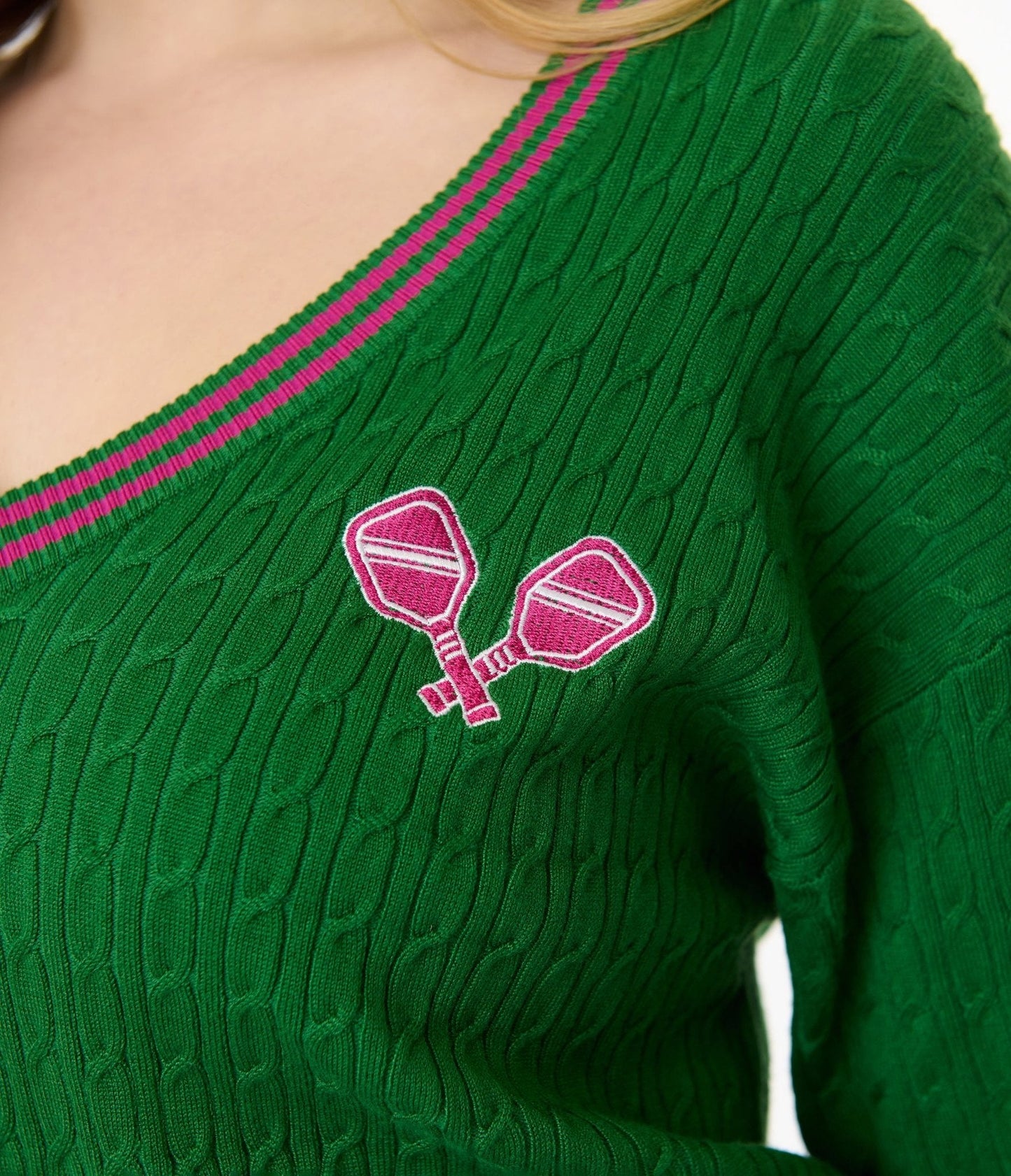 Smak Parlour Pink & Green Pickleball Sweater