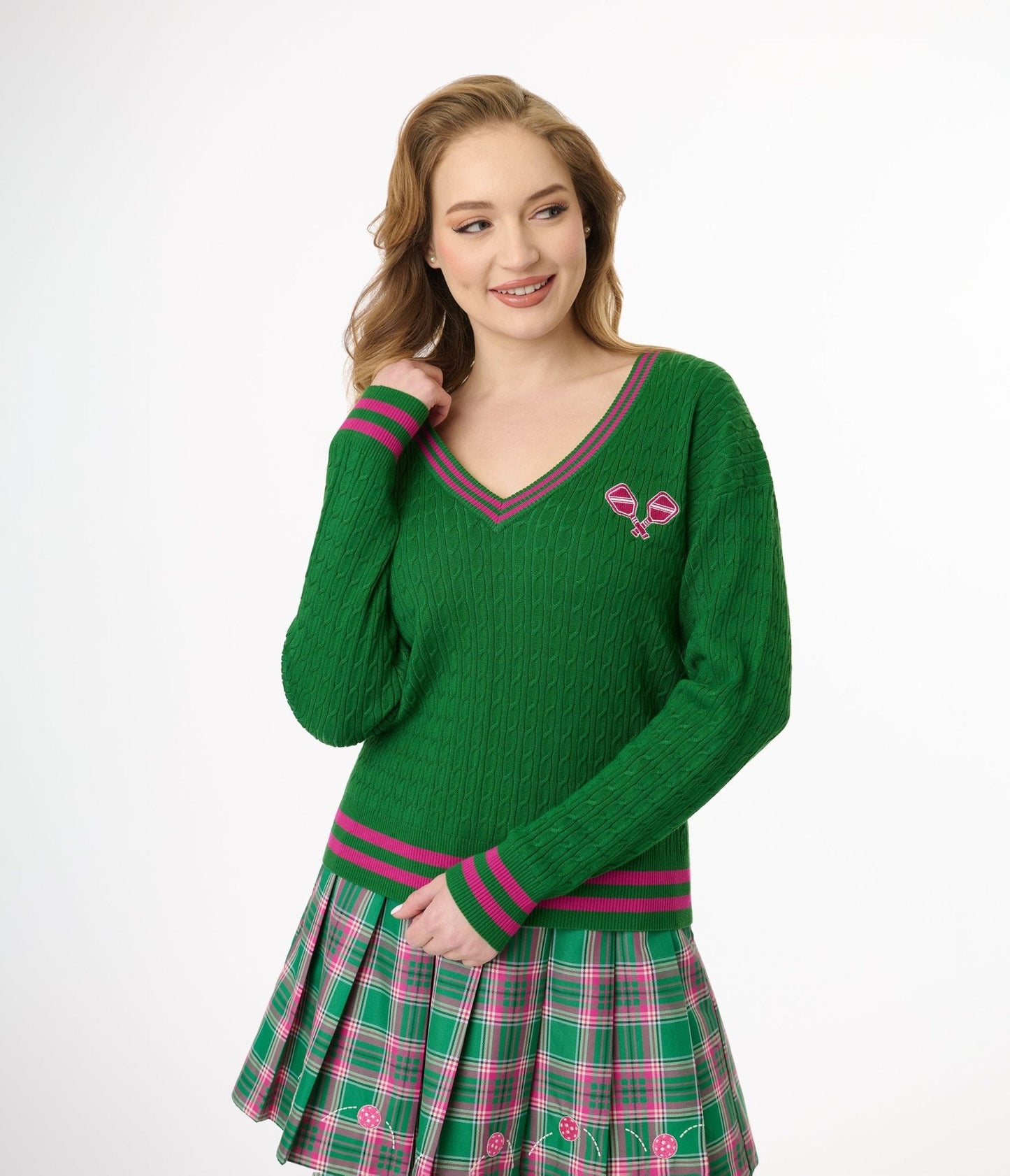 Smak Parlour Pink & Green Pickleball Sweater