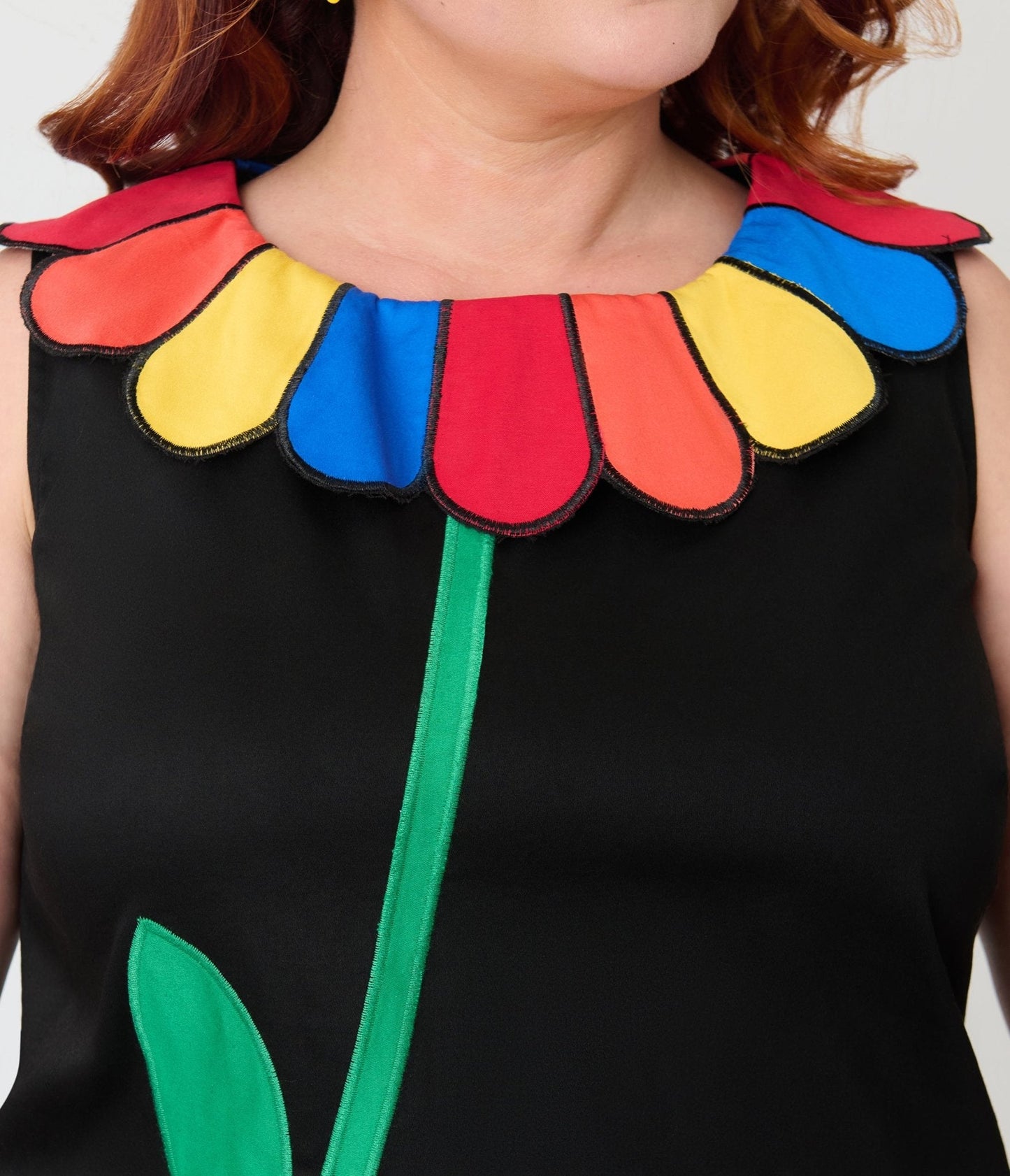 Smak Parlour Plus Size Black & Rainbow Collar Shift Dress