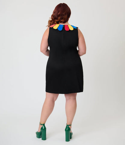 Smak Parlour Plus Size Black & Rainbow Collar Shift Dress