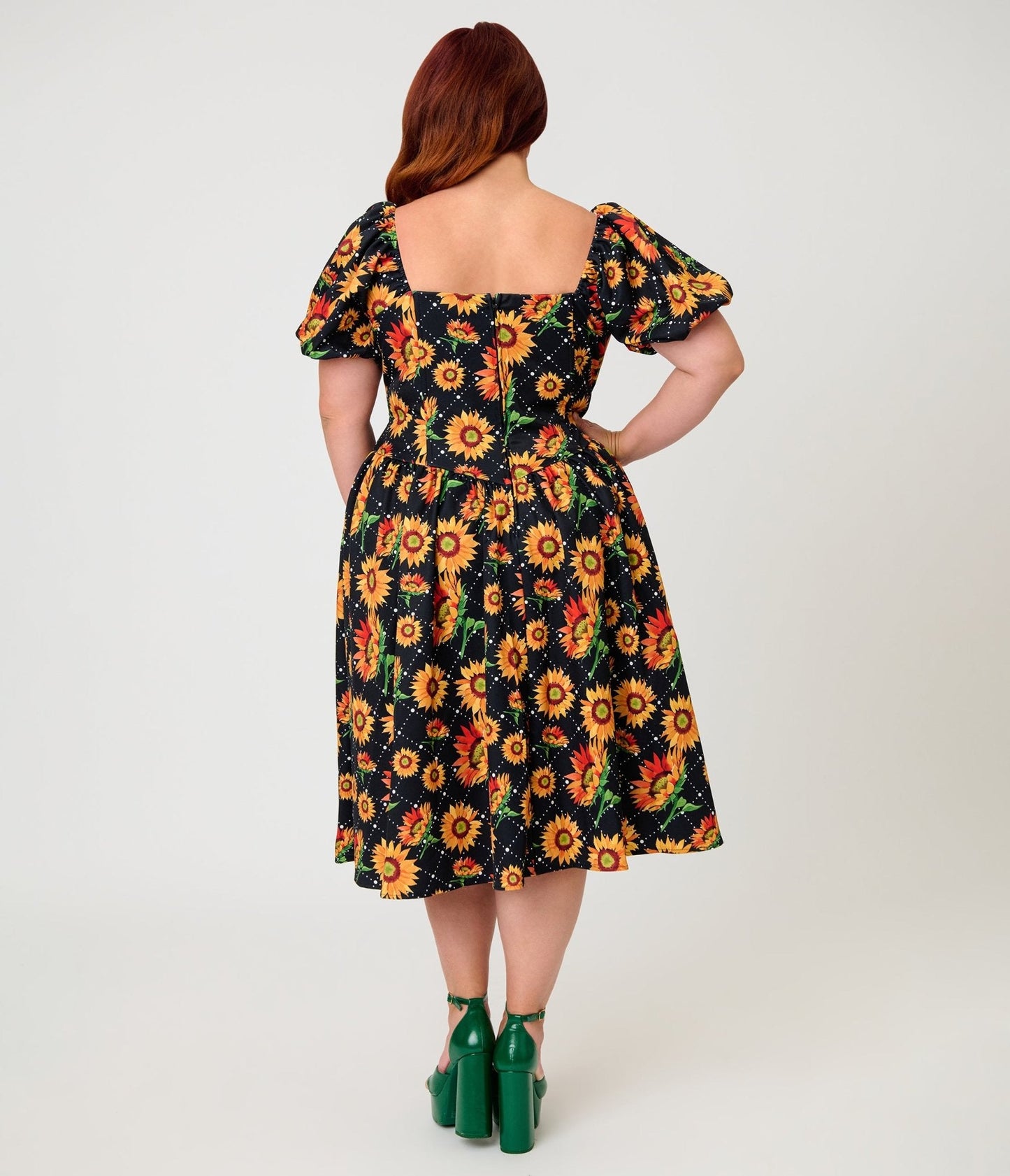 Smak Parlour Plus Size Black & Sunflower Sweetheart Swing Dress