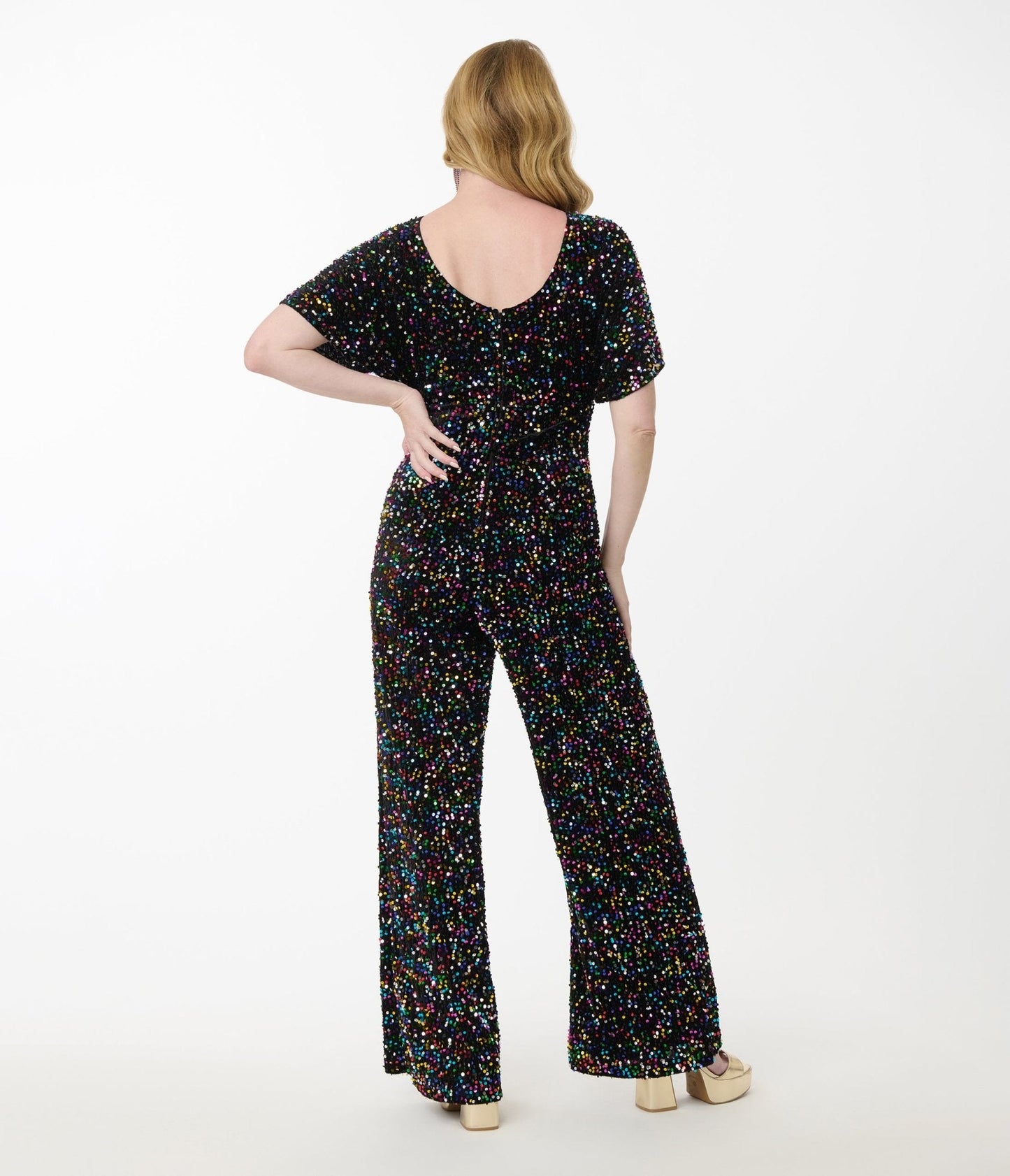 Smak Parlour Rainbow Sequin Wide Leg Jumpsuit