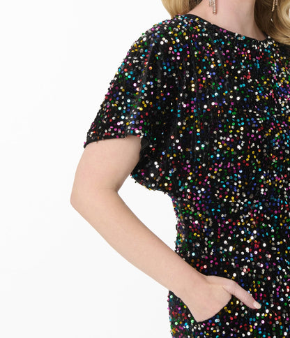 Smak Parlour Rainbow Sequin Wide Leg Jumpsuit