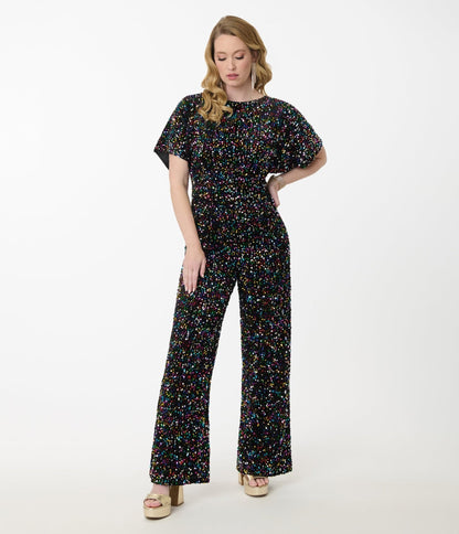 Smak Parlour Rainbow Sequin Wide Leg Jumpsuit