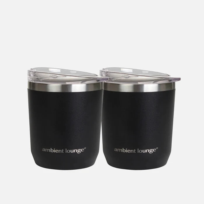 Stainless Steel Drink Cup - Black - 300ml (Set of 2)