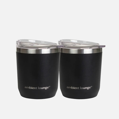 Stainless Steel Drink Cup - Black - 300ml (Set of 2)