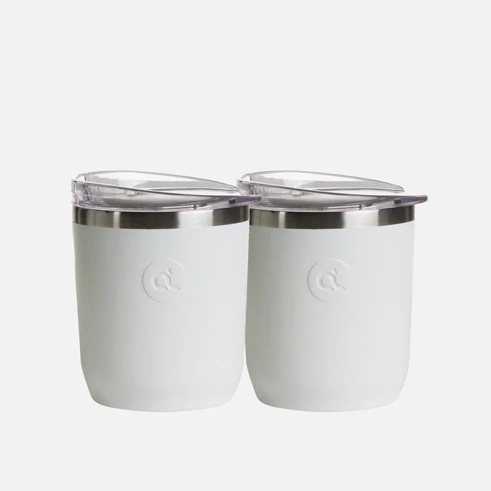 Stainless Steel Drink Cup - White - 300ml (Set of 2)